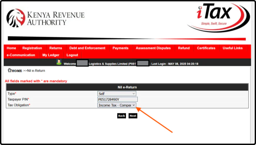 Select Your Company's Income Tax Obligation