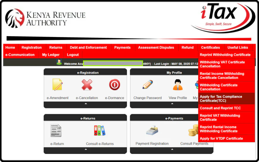 Navigating to the Tax Compliance Section