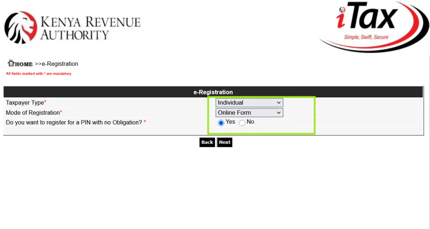 Taxpayer Type and Mode of Registration
